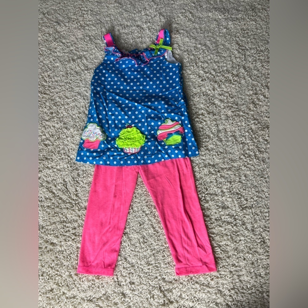 Girls size 4T Rare Editions Cupcake Matching Set GUC